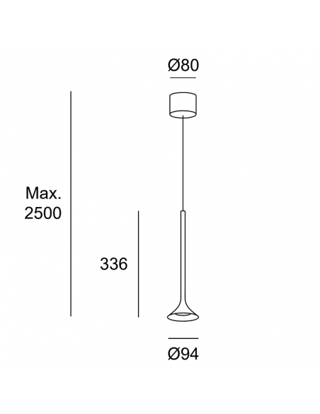 Dimensões da luminária pendente LED de metal vivo