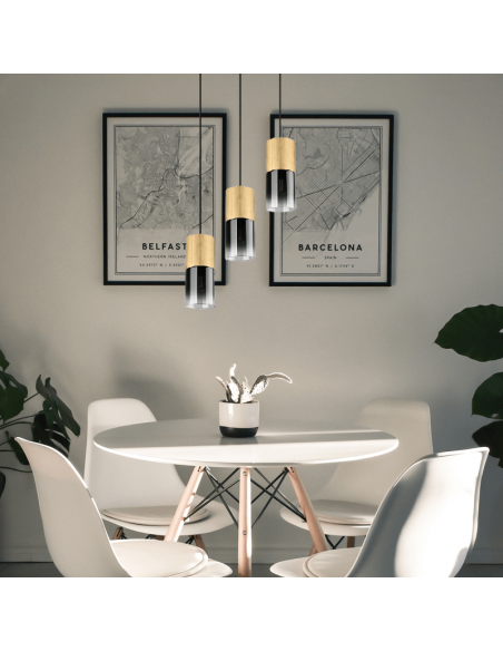 Suspension Trio bronze mat 3 lampes Robin