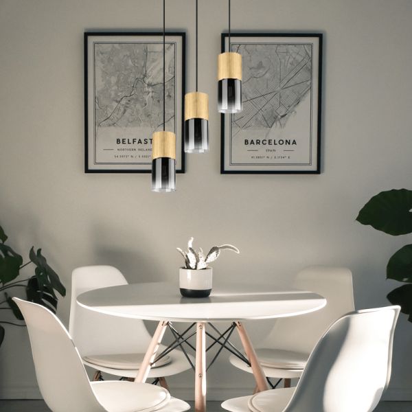 Lámpara colgante Robin bronce mate de 3 luces Trio