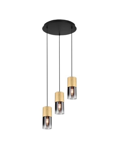 Lámpara colgante Robin bronce mate de 3 luces