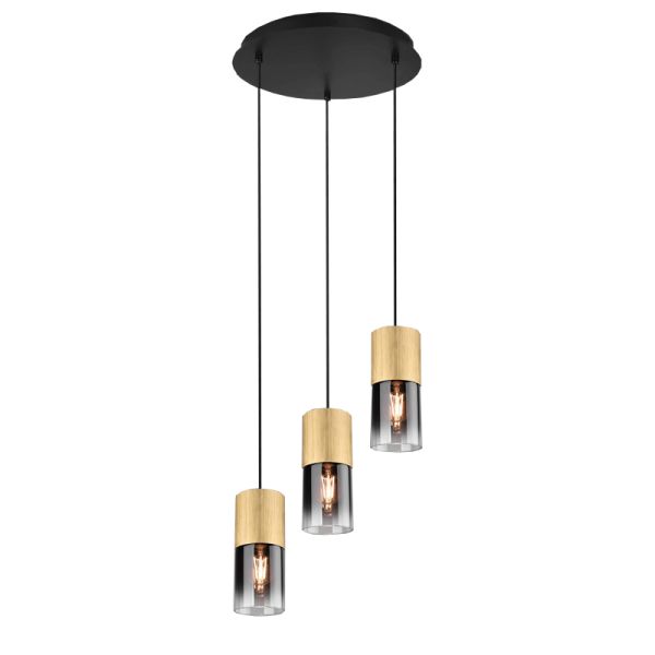 Lámpara colgante Robin bronce mate de 3 luces