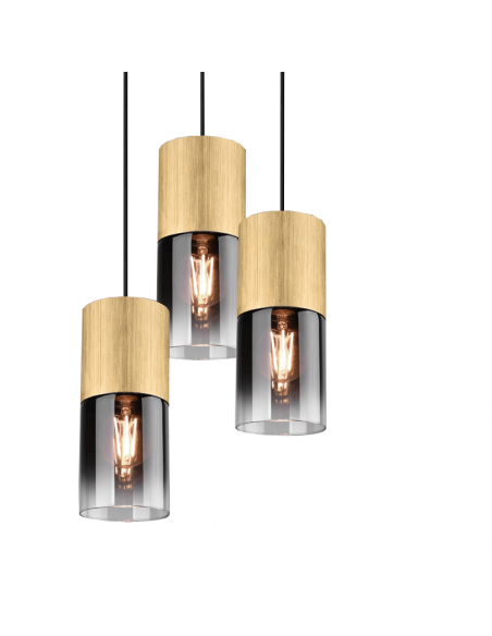 Luminária pendente vintage de bronze fosco com 3 luzes vintage