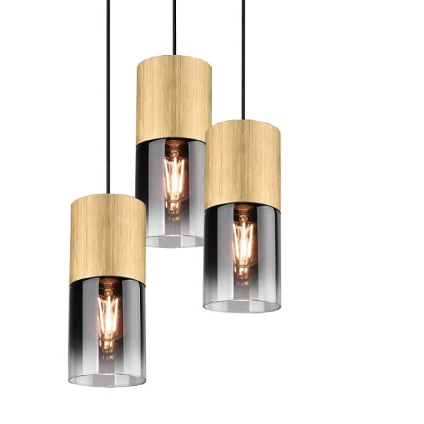 Lámpara colgante Robin bronce mate de 3 luces vintage