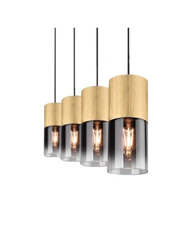 Suspension Robin bronze mat 4 lampes Trio