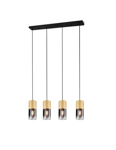 Suspension Robin bronze mat 4 lampes