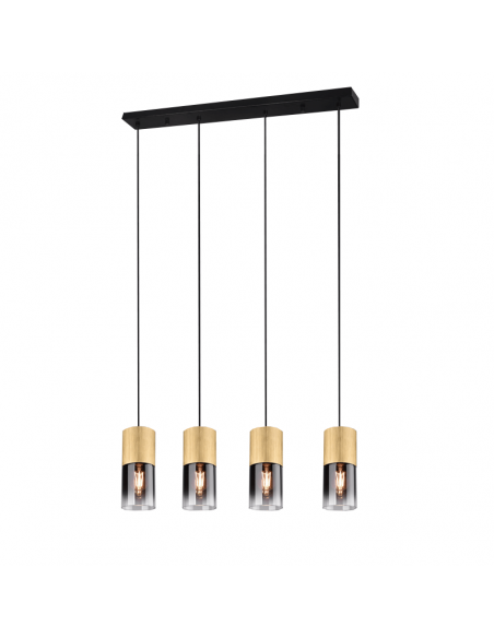 Lámpara colgante Robin bronce mate de 4 luces
