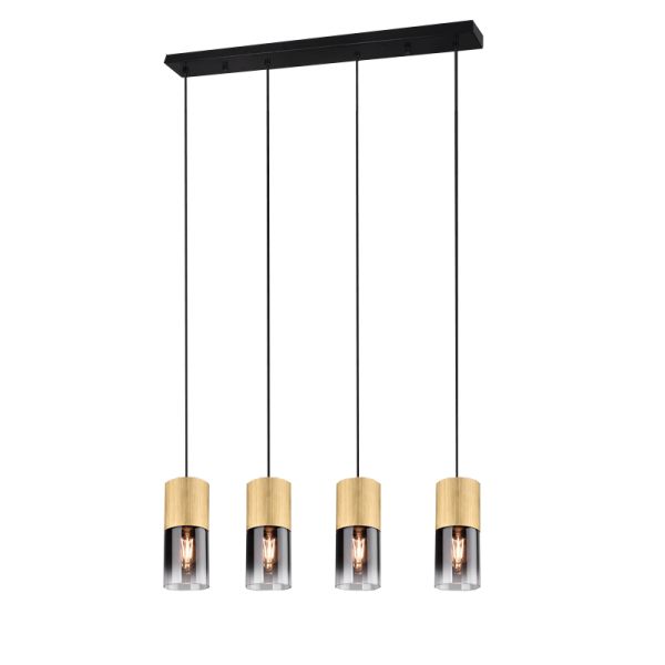 Lámpara colgante Robin bronce mate de 4 luces