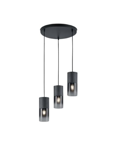 Lámpara colgante  de metal y cristal Robin negra