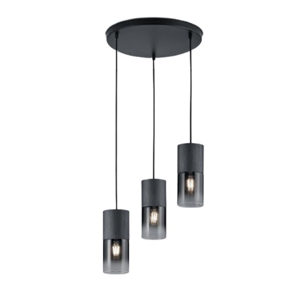 Candeeiro suspenso em metal e vidro Black Robin