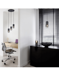 Suspension métal et verre Black Robin 2