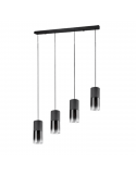 Suspension métal noir et verre Robin 4 lumières Trio Lighting