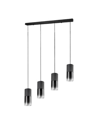 Lámpara colgante de metal y cristal Robin negra 4 luces Trio Lighting
