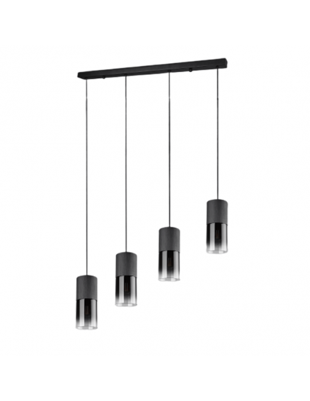 Suspensão de vidro e metal preto Robin 4 luzes Trio Lighting