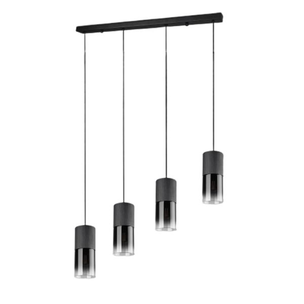 Suspension métal noir et verre Robin 4 lumières Trio Lighting