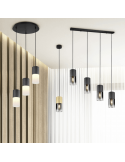 Lámpara colgante de metal y cristal Robin negra 4 luces  ambiente