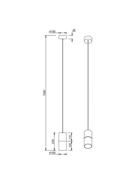 Suspension Robin en métal bronze mesures