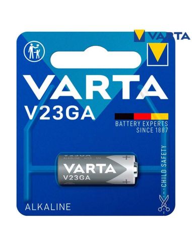 Bateria alcalina V23GA (23) 12V para controle remoto Blister 1 Unidade. Varta 4008496261628 | leonleds