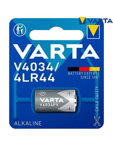 Pila Alcalina V4034PX - 4LR44 6V Blister 1 Unid. Varta 4008496274055 | LeonLeds