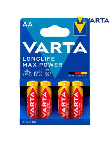 Pila Alcalina AA LonLife Max Power de Varta LR06 1.5V para Dispositivos de Alto Rendimiento Varta 4008496105946 | LeonLeds