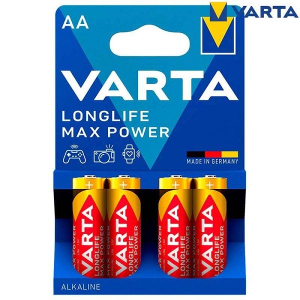 Pila Alcalina AA LonLife Max Power de Varta LR06 1.5V para Dispositivos de Alto Rendimiento Varta 4008496105946 | LeonLeds