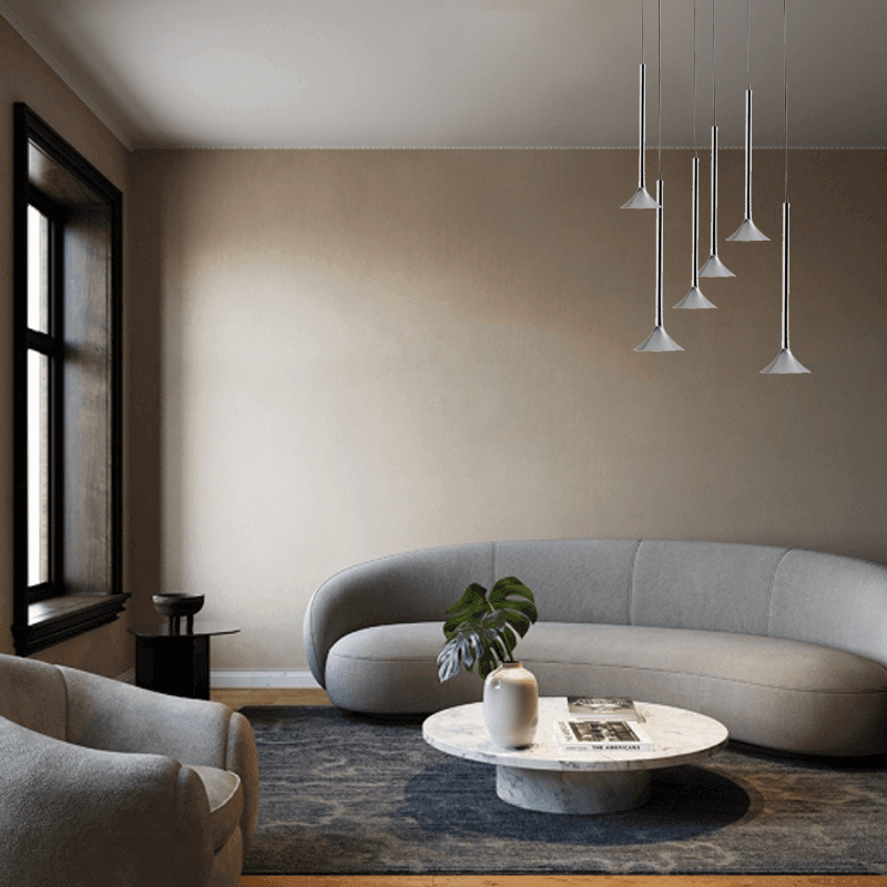 Lámpara LED colgante cromo Alive con 6 luces regulables LEDS C4