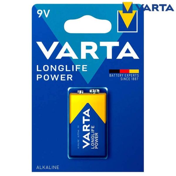 Pilha alcalina de 9V de longa duração da Varta 4008496559862 | LeonLeds