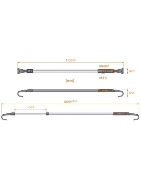 Dimensions Lampe LED rechargeable pour capot de voiture Osram Underbonnet Light LEDIL415 Bonnet 1200 4052899631021 | leonleds