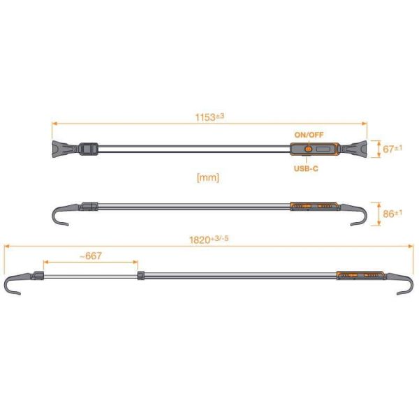 Dimensiones Lampara para Capot de Coche LED Recargable Osram Underbonnet Light LEDIL415 Bonnet 1200 4052899631021 | LeonLeds