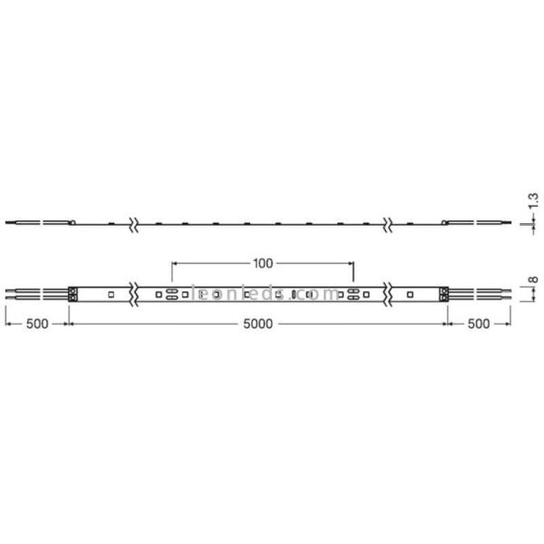 Dimensions Ruban LED extérieur puissant 24V Valeur d'adhérence 2000 LS V -2000/827/5/IP66 LedVance | leonleds