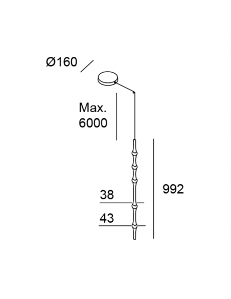 Dew grande suspension LED 6 lumières mesures