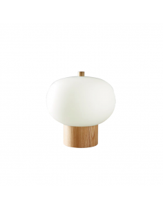 Lampe de table LED en verre et bois Ilargi