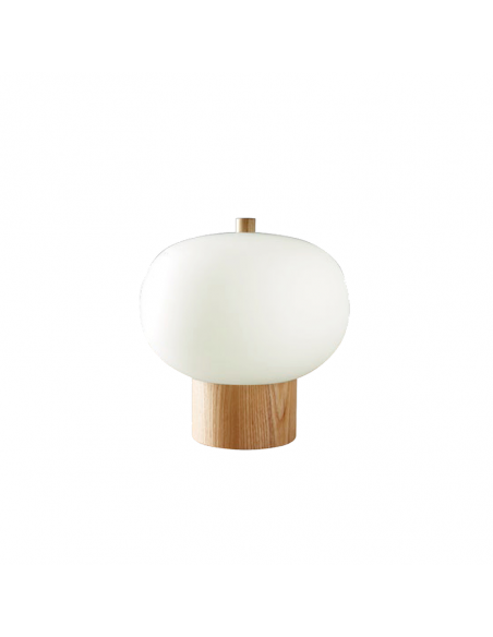 Lampe de table LED en verre et bois Ilargi