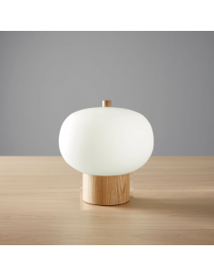 Lámpara de mesa LED Ilargi cristal y madera 2