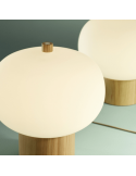 Lampe de table LED Ilargi verre et bois d'ambiance
