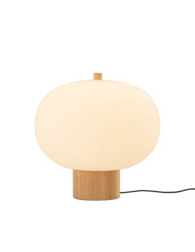 Lámpara de mesa LED Ilargi cristal y madera grande