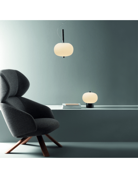 Candeeiro de mesa LED Ilargi madeira preta Leds C4