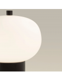 Grande candeeiro de mesa LED Ilargi em madeira preta ambiente