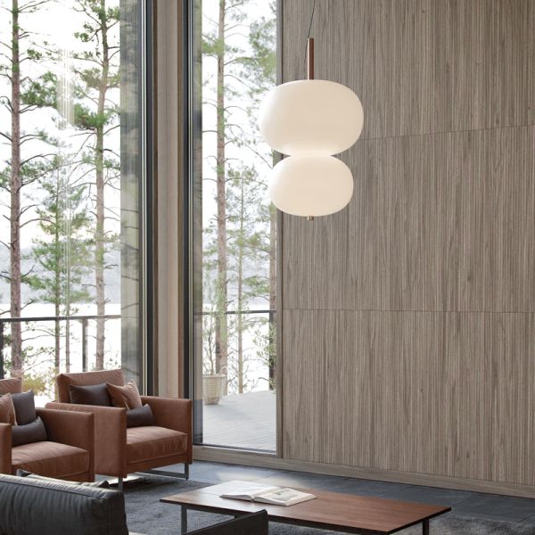 Suspension LED en verre et bois Ambient Ilargi