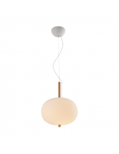 Lámpara colgante LED de madera y cristal Ilargi