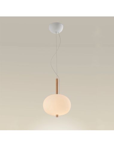 Suspension LED décorative en bois et verre Ilargi