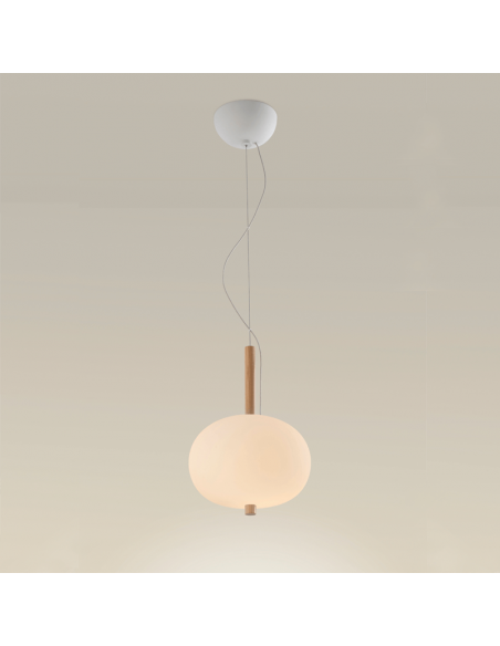 Suspension LED décorative en bois et verre Ilargi