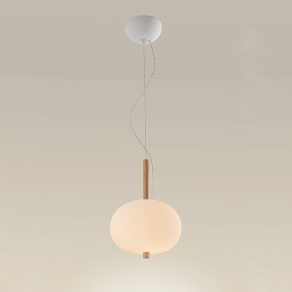 Lámpara colgante LED de madera y cristal Ilargi decorativa