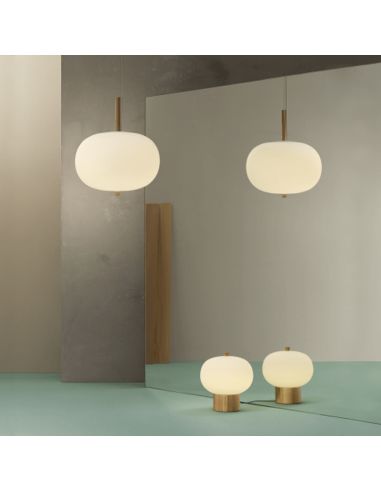 Suspension LED bois et verre Ilargi Leds C4