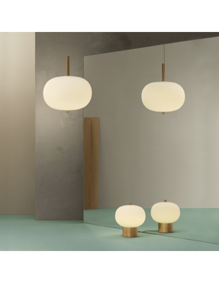 Suspension LED bois et verre Ilargi Leds C4