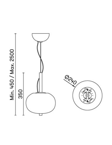 Mesures de la suspension LED en bois et verre Ilargi