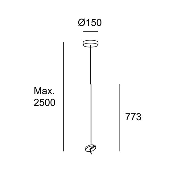 Candeeiro suspenso LED Pendente Invisível Medidas individuais