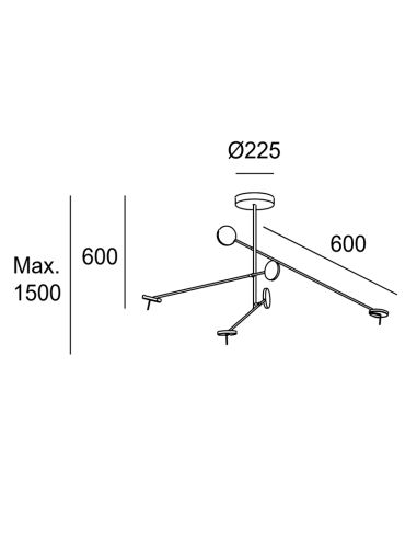 Suspensão invisível 3 luzes medidas de ligar/desligar