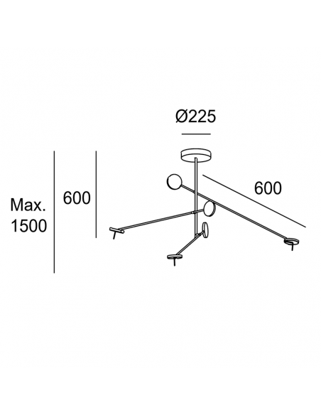 Suspension invisible 3 lumières mesures on-off