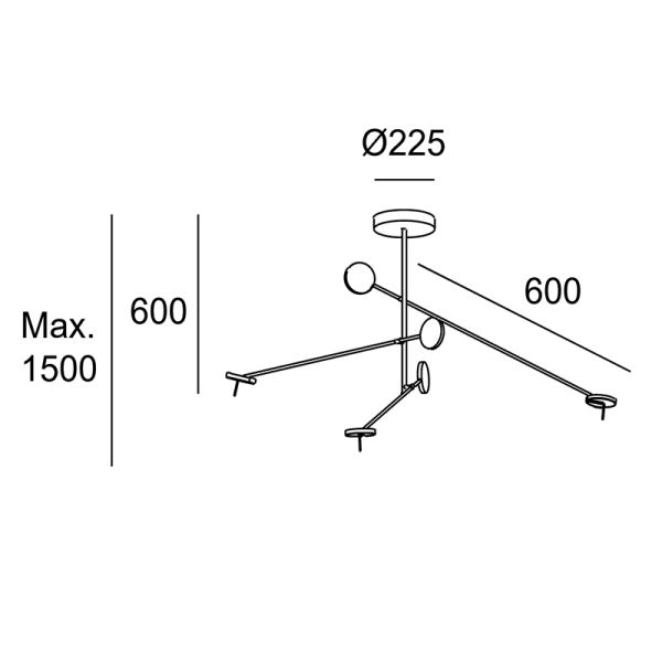 Suspensão invisível 3 luzes medidas de ligar/desligar