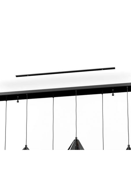 Plafonnier Carlton 1 avec 6 abat-jour suspendus Noir et Cuivre